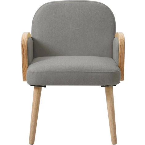 LES TENDANCES Fauteuil Scandinave Tissu Gris Clair Et Bois Massif Clair Uraia 5 LES TENDANCES Fauteuil Scandinave Tissu Gris Clair Et Bois Massif Clair Uraia – Image 3