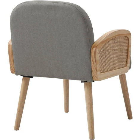 LES TENDANCES Fauteuil Scandinave Tissu Gris Clair Et Bois Massif Clair Uraia 6 LES TENDANCES Fauteuil Scandinave Tissu Gris Clair Et Bois Massif Clair Uraia – Image 4