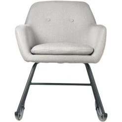 LES TENDANCES Rocking Chair Tissu Gris Clair Et Pieds Métal Noir Ohny -Pas Cher Fauteuil Magasin 40697628 2