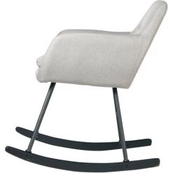 LES TENDANCES Rocking Chair Tissu Gris Clair Et Pieds Métal Noir Ohny -Pas Cher Fauteuil Magasin 40697628 3