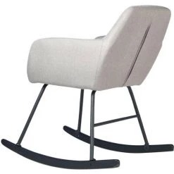 LES TENDANCES Rocking Chair Tissu Gris Clair Et Pieds Métal Noir Ohny -Pas Cher Fauteuil Magasin 40697628 4