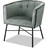 LES TENDANCES Fauteuil Velours Gris Et Pieds Métal Noir Pharène -Pas Cher Fauteuil Magasin 40705017 1