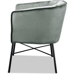 LES TENDANCES Fauteuil Velours Gris Et Pieds Métal Noir Pharène -Pas Cher Fauteuil Magasin 40705017 3