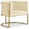 LES TENDANCES Fauteuil Arrondi Velours Beige Et Métal Doré Chanum 1 LES TENDANCES Fauteuil Arrondi Velours Beige Et Métal Doré Chanum -Pas Cher Fauteuil Magasin 40705871 1
