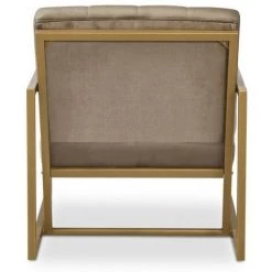 LES TENDANCES Fauteuil Velours Taupe Et Pieds Métal Doré Racco 9 LES TENDANCES Fauteuil Velours Taupe Et Pieds Métal Doré Racco -Pas Cher Fauteuil Magasin 40705876 4
