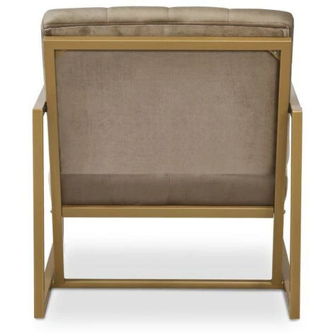 LES TENDANCES Fauteuil Velours Taupe Et Pieds Métal Doré Racco 6 LES TENDANCES Fauteuil Velours Taupe Et Pieds Métal Doré Racco – Image 4