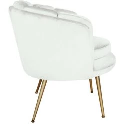 LES TENDANCES Fauteuil Velours Blanc Et Pieds Métal Doré Ranni -Pas Cher Fauteuil Magasin 40706602 3