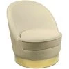 LES TENDANCES Fauteuil Design Velours Beige Et Pied Métal Doré Tyris -Pas Cher Fauteuil Magasin 40718347 1