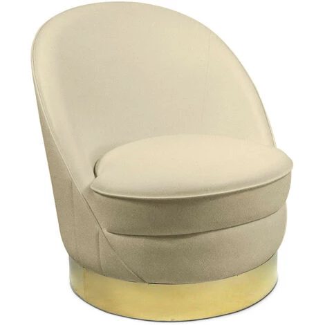 LES TENDANCES Fauteuil Design Velours Beige Et Pied Métal Doré Tyris 3 LES TENDANCES Fauteuil Design Velours Beige Et Pied Métal Doré Tyris