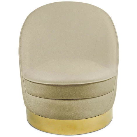 LES TENDANCES Fauteuil Design Velours Beige Et Pied Métal Doré Tyris 4 LES TENDANCES Fauteuil Design Velours Beige Et Pied Métal Doré Tyris – Image 2