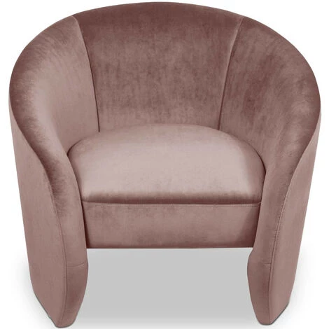 LES TENDANCES Fauteuil Design Arrondi Velours Rose Diamant 4 LES TENDANCES Fauteuil Design Arrondi Velours Rose Diamant – Image 2