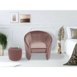 LES TENDANCES Fauteuil Design Arrondi Velours Rose Diamant 11 LES TENDANCES Fauteuil Design Arrondi Velours Rose Diamant -Pas Cher Fauteuil Magasin 40718730 5