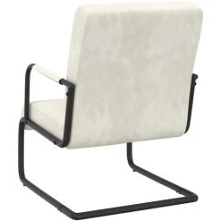 Chaise Cantilever Velours Blanc Crème VidaXL -Pas Cher Fauteuil Magasin 40910471 4