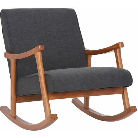 DéCOSHOP26 Fauteuil à Bascule Style Rocking Chair En Tissu Gris Foncé Et Pied En Bois - Gris 3 DéCOSHOP26 Fauteuil à Bascule Style Rocking Chair En Tissu Gris Foncé Et Pied En Bois - Gris