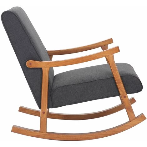 DéCOSHOP26 Fauteuil à Bascule Style Rocking Chair En Tissu Gris Foncé Et Pied En Bois - Gris 5 DéCOSHOP26 Fauteuil à Bascule Style Rocking Chair En Tissu Gris Foncé Et Pied En Bois - Gris – Image 3