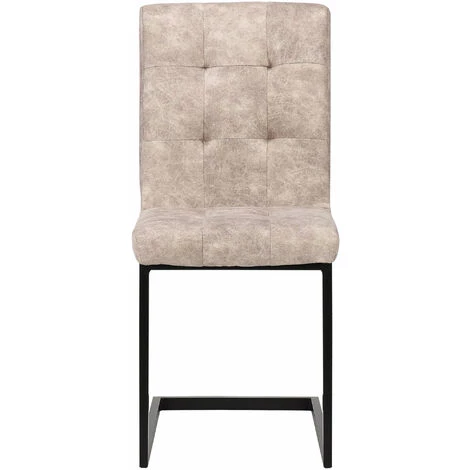 DéCOSHOP26 Chaise De Salle à Manger Bureau En Tissu Crème Avec Pied Luge Métal Noir - Noir 4 DéCOSHOP26 Chaise De Salle à Manger Bureau En Tissu Crème Avec Pied Luge Métal Noir - Noir – Image 2