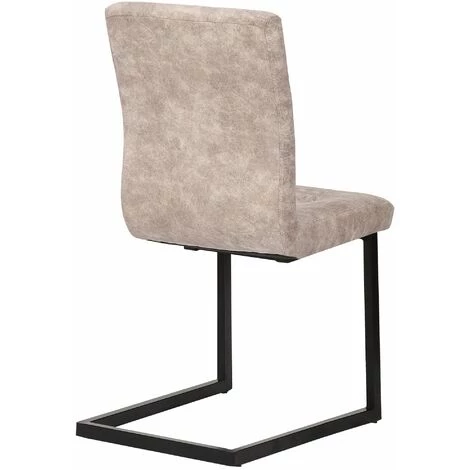 DéCOSHOP26 Chaise De Salle à Manger Bureau En Tissu Crème Avec Pied Luge Métal Noir - Noir 5 DéCOSHOP26 Chaise De Salle à Manger Bureau En Tissu Crème Avec Pied Luge Métal Noir - Noir – Image 3