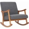 DéCOSHOP26 Fauteuil à Bascule Style Rocking Chair En Tissu Gris Clair Et Pied En Bois - Gris -Pas Cher Fauteuil Magasin 40976543 1