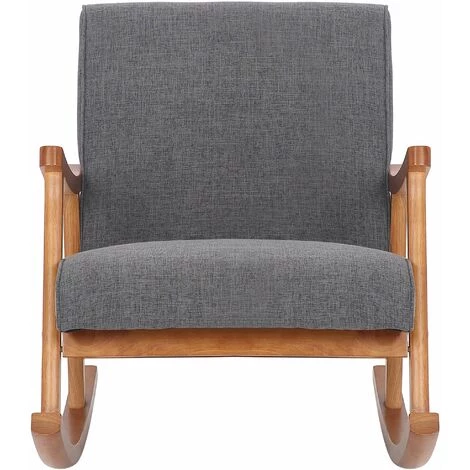 DéCOSHOP26 Fauteuil à Bascule Style Rocking Chair En Tissu Gris Clair Et Pied En Bois - Gris 4 DéCOSHOP26 Fauteuil à Bascule Style Rocking Chair En Tissu Gris Clair Et Pied En Bois - Gris – Image 2