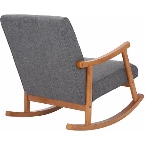 DéCOSHOP26 Fauteuil à Bascule Style Rocking Chair En Tissu Gris Clair Et Pied En Bois - Gris 6 DéCOSHOP26 Fauteuil à Bascule Style Rocking Chair En Tissu Gris Clair Et Pied En Bois - Gris – Image 4