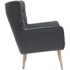 MILIBOO Fauteuil Scandinave Tissu Effet Velours Texturé Gris Foncé Et Hévéa Massif AVERY - Gris Foncé Velours -Pas Cher Fauteuil Magasin 41316336 3