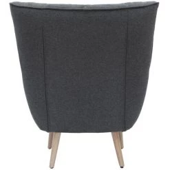 MILIBOO Fauteuil Scandinave Tissu Effet Velours Texturé Gris Foncé Et Hévéa Massif AVERY - Gris Foncé Velours -Pas Cher Fauteuil Magasin 41316336 4