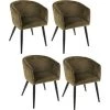 Lot De 4 Fauteuils Velours Marlo Kaki Atmosphera 1 Lot De 4 Fauteuils Velours Marlo Kaki Atmosphera -Pas Cher Fauteuil Magasin 41390787 1