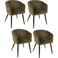 Lot De 4 Fauteuils Velours Marlo Kaki Atmosphera