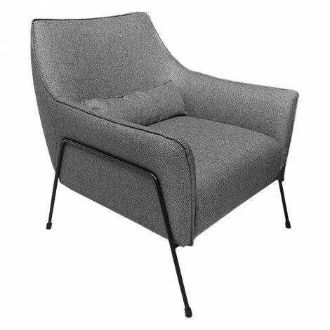 MEUBLETMOI Fauteuil En Tissu Gris Anthracite Avec Piètement En Métal Noir - LENI - Gris 3 MEUBLETMOI Fauteuil En Tissu Gris Anthracite Avec Piètement En Métal Noir - LENI - Gris
