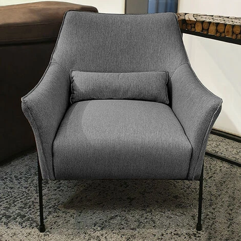 MEUBLETMOI Fauteuil En Tissu Gris Anthracite Avec Piètement En Métal Noir - LENI - Gris 4 MEUBLETMOI Fauteuil En Tissu Gris Anthracite Avec Piètement En Métal Noir - LENI - Gris – Image 2