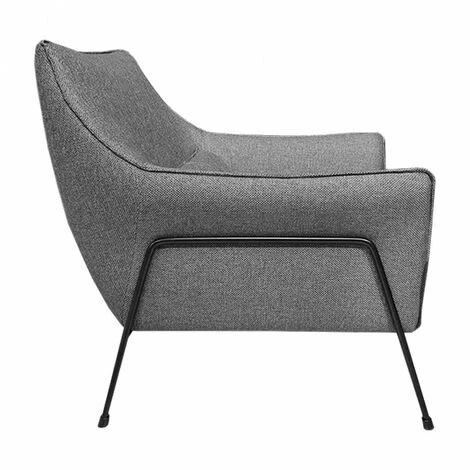 MEUBLETMOI Fauteuil En Tissu Gris Anthracite Avec Piètement En Métal Noir - LENI - Gris 5 MEUBLETMOI Fauteuil En Tissu Gris Anthracite Avec Piètement En Métal Noir - LENI - Gris – Image 3
