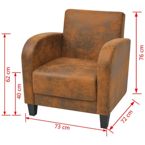 VidaXL Fauteuil Marron Similicuir Daim - Brun 7 VidaXL Fauteuil Marron Similicuir Daim - Brun – Image 5