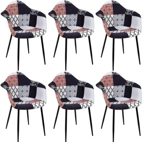THE HOME DECO FACTORY Lot De 6 Fauteuils Patchwork Mirage Home Deco Factory 3 THE HOME DECO FACTORY Lot De 6 Fauteuils Patchwork Mirage Home Deco Factory