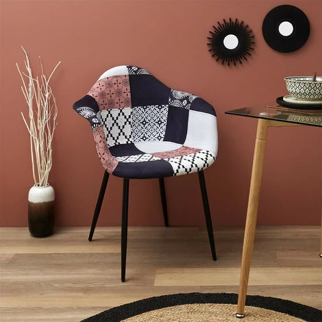 THE HOME DECO FACTORY Lot De 6 Fauteuils Patchwork Mirage Home Deco Factory 5 THE HOME DECO FACTORY Lot De 6 Fauteuils Patchwork Mirage Home Deco Factory – Image 3