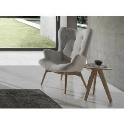 LES TENDANCES Fauteuil Tissu Et Pieds Bois Frêne Massif Nouma - Couleur MIRAGE 45 -Pas Cher Fauteuil Magasin 41998188 3