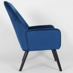Paris Prix - Fauteuil Scandinave En Velours "xof" 101cm Bleu -Pas Cher Fauteuil Magasin 42112582 3