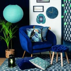 Lot De 2 Fauteuils Velours Plissé Bleu Solaro Atmosphera -Pas Cher Fauteuil Magasin 42224767 3