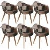 THE HOME DECO FACTORY Lot De 6 Fauteuils En Bois Et Simili Cuir Home Deco Factory -Pas Cher Fauteuil Magasin 42224768 1