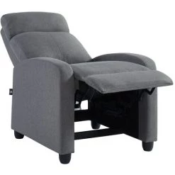 BAïTA Fauteuil Inclinable ALVA En Tissu Gris Avec Fonction Push Back - Gris -Pas Cher Fauteuil Magasin 42332685 4