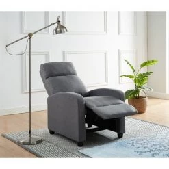 BAïTA Fauteuil Inclinable ALVA En Tissu Gris Avec Fonction Push Back - Gris -Pas Cher Fauteuil Magasin 42332685 5
