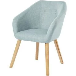 BAïTA Fauteuil HILDA En Tissu Bleu Ciel Avec Pieds En Bois - Bleu