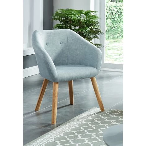 BAïTA Fauteuil HILDA En Tissu Bleu Ciel Avec Pieds En Bois - Bleu 4 BAïTA Fauteuil HILDA En Tissu Bleu Ciel Avec Pieds En Bois - Bleu – Image 2