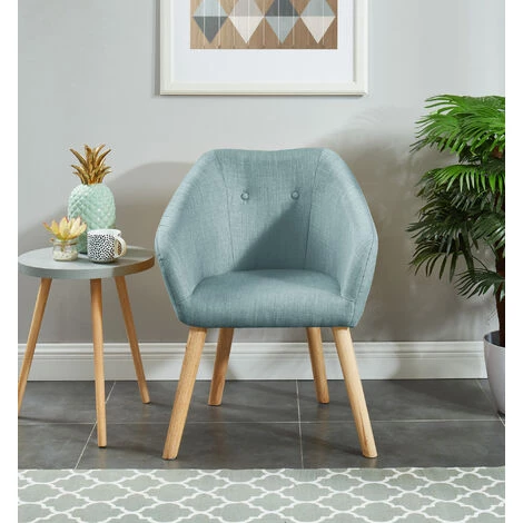 BAïTA Fauteuil HILDA En Tissu Bleu Ciel Avec Pieds En Bois - Bleu 7 BAïTA Fauteuil HILDA En Tissu Bleu Ciel Avec Pieds En Bois - Bleu – Image 5