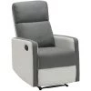BAïTA Fauteuil Relax Small LOVA En Tissu Gris Et PU Blanc Avec Fonction Manuel - Blanc -Pas Cher Fauteuil Magasin 42332802 1