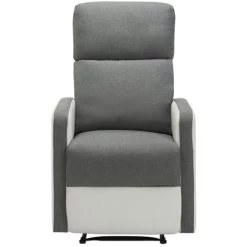 BAïTA Fauteuil Relax Small LOVA En Tissu Gris Et PU Blanc Avec Fonction Manuel - Blanc -Pas Cher Fauteuil Magasin 42332802 3