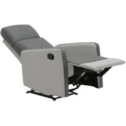 BAïTA Fauteuil Relax Small LOVA En Tissu Gris Et PU Blanc Avec Fonction Manuel - Blanc -Pas Cher Fauteuil Magasin 42332802 5