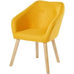 BAïTA Fauteuil HILDA En Tissu Jaune Avec Pieds En Bois - Jaune