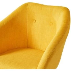 BAïTA Fauteuil HILDA En Tissu Jaune Avec Pieds En Bois - Jaune -Pas Cher Fauteuil Magasin 42332838 3
