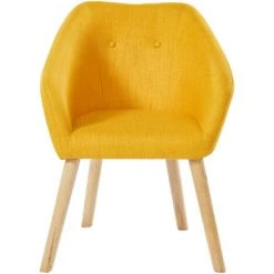 BAïTA Fauteuil HILDA En Tissu Jaune Avec Pieds En Bois - Jaune -Pas Cher Fauteuil Magasin 42332838 4