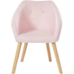 BAïTA Fauteuil HILDA En Tissu Rose Avec Pieds En Bois - Rose -Pas Cher Fauteuil Magasin 42332847 3